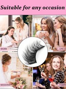 7 对自然睫毛，细长，交叉，自然假睫毛 15 毫米