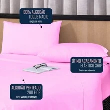 100% Combed Cotton 200 Thread Count Bedding Set Fitted Sheet + Comfortable Pillowcase Hotel Sheet - Rose - View 3