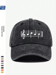 Stylish Musical Baseball Cap, Music Notes Printed Casual Trucker Hat, Unisex Hip Hop Guitar Party Sun Hat For Men And Women, Comfortable Breathable Adjustable Vintage Curved Brim Hat, Suitable For Daily Casual, Outdoor, Beach, Hunting, Fishing, Music Festival, Easter, Father's Day, Mother's Day And Friends, All-Season Accessory