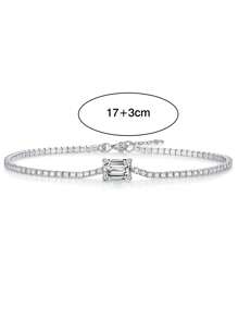 1 st. 925 Sterling Zilveren Vierkante 1ct Moissanite Vintage Stijl Armband, Geschikt Voor Vrouwen, Geschikt Voor Dagelijkse Match, Valentijnsdag, Kerstmis, Moederdag, Huwelijksjubileum Sieraden Cadeau