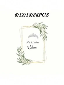 6/12/18/24 piezas Etiquetas personalizadas a prueba de agua para botellas, etiquetas de cumpleaños personalizadas con diseño de corona, regalos íntimos, opciones perfectas para familia y amigos, bodas, fiestas y eventos, regalos perfectos para cumpleaños, aniversarios, Día de San Valentín y otras ocasiones, artículos esenciales para bodas - Multicolor - Ver 24