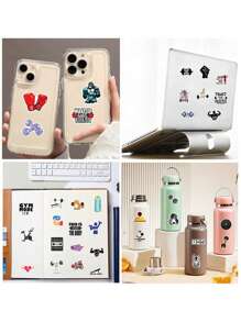 50 张激励健身贴纸、肌肉、杠铃和哑铃贴纸、健美贴纸、防水贴纸，适用于水瓶、书籍、笔记本电脑、学校用品、返校 - 彩色 - 查看 8