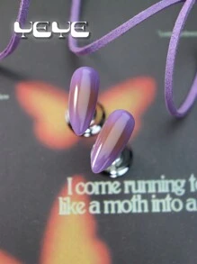 Nâng tầm phong cách của bạn với bộ 10 móng tay giả phủ toàn bộ hiện đại màu tím nâu gradient hạnh nhân thanh lịch tối giản bí ẩn tím và nâu Bắc Âu màu trơn Y2K phủ toàn bộ móng tay bằng acrylic dùng để dán hàng ngày cho phụ nữ và trẻ em gái kèm theo 1 dũa móng tay mini và 1 tờ keo dán - Màu tím - Xem 6