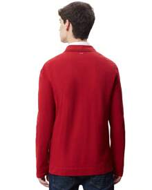 Napapijri Men's Front Button Long Sleeve Letter Print Simple T-Shirt, Casual Everyday Wear - Red - View 2