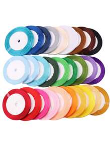 1 Cuộn Ruy băng satin rộng 0,6cm, Ruy băng lụa, Ruy băng cầu vồng, Ruy băng gói quà, Ruy băng dệt polyester, Ruy băng trang trí tự làm sáng tạo, Vật liệu đóng gói bánh mỏng bện Ruy băng nơ Valentine - Nhiều màu - Xem 2