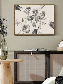 1 件酒吧推车装饰、欢呼装饰、酒吧推车装饰、复古厨房墙壁艺术、酒吧推车艺术、时尚墙壁艺术、个性化帆布海报，适用于宿舍、公寓、卧室、客厅和其他墙壁装饰，无框 - 彩色 - 查看 1