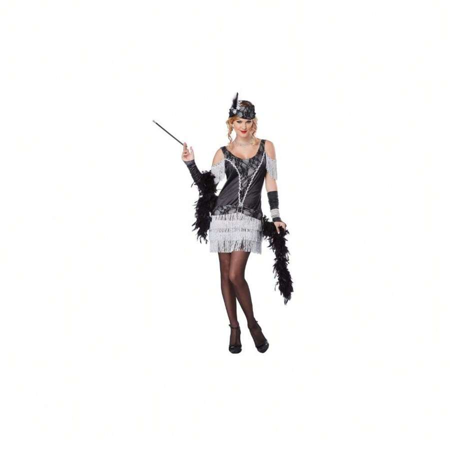 Amscan Razzle Dazzle Flapper Woman Costume-Small 6-8 - Black - View 1