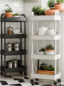 1 pezzo Scaffale multilivello per cucina, carrello utility mobile per cosmetici, spuntino, articoli per neonati, soggiorno, bagno, scaffale portaoggetti in plastica (ganci non inclusi) - Multicolore - Visualizzare 2