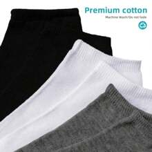 Farfallarossa 男女低帮袜，9 双装，隐形袜子，柔软棉质运动袜，透气低帮设计，纯色黑白，尺码 35-46。 - 白色 - 查看 5