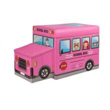 Caja de almacenamiento plegable con diseño de autobús escolar, un accesorio decorativo y funcional perfecto para mantener ordenadas las habitaciones de los niños, ofreciendo una forma divertida de organizar juguetes, ropa o cualquier tipo de artículos. Cuenta con un creativo diseño de autobús escolar y está disponible en múltiples colores llamativos. - Rosa - Ver 4