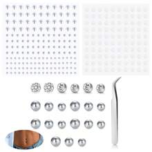 118-287 chiếc/bộ Khuyên rốn giả, trang sức không cần xỏ lỗ, đính đá Cubic Zirconia dùng cho rốn/tai/môi/lông mày/mũi. - có màu bạc - Xem 8