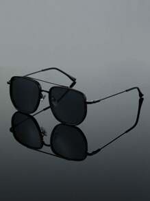 1pc Metal Pilot Frame Advanced Sense Unique Double Beam Design Vintage Elegant Shades Basics Fall Winter Fashion Eyeglasses For Driving Fishing Street Snap Street Business Suitable For All Face Shapes Decoration For Summer Beach Vacation,Outdoor,Travel - Multicolor - View 14