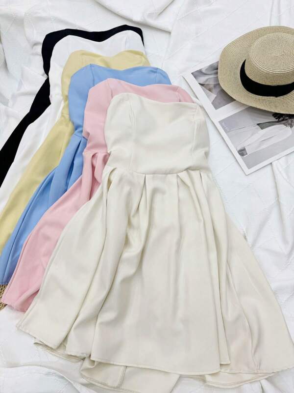 Vestido alfaiataria feminino tubinho sem mangas sem alças na moda