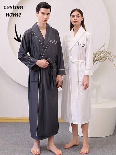 1pc Personalized Women Waffle Kimono Robe Dressing Gown, Spa Hotel Pool Bathrobe, Soft KnitSleepwearFour Seasons Universal Thin Hotel Bathrobe Women Absorbent Quick-Drying Long Couples Nightgown Men Plus Size Plus Home Bathroom Decor,Multi-Functional,Adjustable, Ornamental,Reusable,Exquisite,Adorable,High-Quality,Modern,Colorful,Cute,Comfortable,Stylish,Custom,Personalized,Unique,Ideal Gifts For Him,Ideal Gifts For Her,Boyfriend,Girlfriend,Dad,Mom,Family,Friends,Son,Daughter,Office,Tea Room,School,Home,Home Refresh,Customized Towels Set Shower Towels For Beaty Salon, Hotel Sports,Home Essentials, Towel, Skin Care
