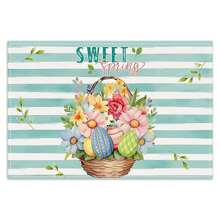Easter Placemats Bunny Egg Wreath Placemat For Kitchen Dinner Holiday Party Decor - Multicolor - View 1