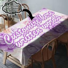 One Customizable Floral And Flamingo Pattern Tablecloth, Made Of Polyester Knit Fabric, Machine-Made, Can Customize Family Blessing Text, Perfect Home And Dining Decor Gift, Suitable For All Seasons - Multicolor - View 27