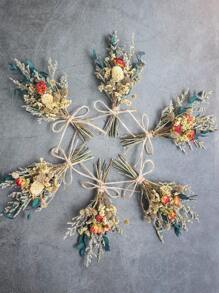 Mini Dried Flower Bouquet Set (6pcs), Small Vase Dried Flowers, Mini Small Bouquet, Photo Frame Decoration, Party Plate Decoration, Craft Dried Flowers
