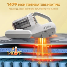Aspiradora de colchones, 16Kpa 350W Potente succión de cama con rotación dual de cepillo mín. y filtro HEPA, con tecnología de calefacción y ultrasónica, con cable