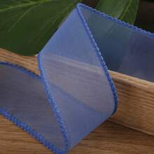 Ruy băng voan viền ren màu trơn, dùng để tự làm nơ trang trí bánh sinh nhật, quà tặng, hoa trang trí, vải voan xếp nếp. - Nhiều màu - Xem 29