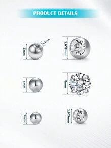 118-287 chiếc/bộ Khuyên rốn giả, trang sức không cần xỏ lỗ, đính đá Cubic Zirconia dùng cho rốn/tai/môi/lông mày/mũi. - có màu bạc - Xem 3