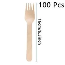 50/100/200/300pcs A-Grade Wooden Disposable Forks, Sturdy Forks Suitable For Various Vegetables, Salads, Noodles, Suitable For Outdoor, Party, Family Gathering