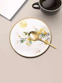 Heat Insulation Pad Waterproof Oil-Proof Round Placemat Coaster Bowl Plate Mat Anti-Scald Round Absorbent Dining Table Mat High-End Zen Chinese Style Tabletop Tea Coffee Mat Kitchen Draining Mat