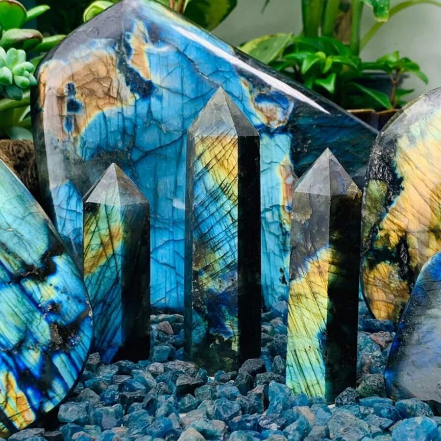 1pc Unique Labradorite Tower - Polishing Stone Tower - Home Decor, Holiday Gift - The Preferred Gift For Crystal Enthusiasts - Multicolor - View 1