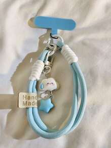 White No-Speech Cloud & Star Charm, Suitable For Phone Lanyard, Keychain, Camera Strap, Phone Case