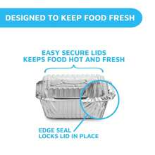50个/40个/30个一次性外卖平底盘，带透明盖 | 1磅容量铝箔食品容器，密封性好，防漏保鲜 | 以及 | 50个5x4英寸铝箔加热滴水盘，带塑料盖 - 彩色 - 查看 7