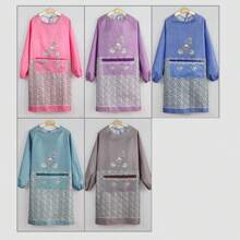 Women's Long Sleeve Apron - Modern Lightweight Kitchen Apron, Stain Protection