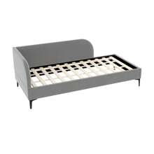 LITZEE Cama tapizada 90*200, sofá cama multifuncional con somier, tejido de terciopelo agradable para la piel, gris