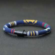 Pulsera de cuerda 2025 para hombres de 6 mm, brazalete de tejido bohemio negro para muñequera y joyería