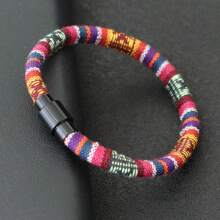 Pulsera de cuerda 2025 para hombres de 6 mm, brazalete de tejido bohemio negro para muñequera y joyería