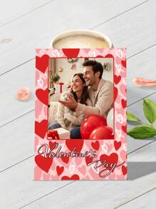 1pc Customized Valentine'S Day Photo Greeting Card, Personalized Customize Love Text Greeting Card, Front Customized Couple Photo, Back Customized Text Valentine'S Day Paper Card, Single Page Front And Back Printing, Heartfelt Love Commemorative Card