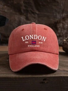 1 buc. șapcă de baseball spălată, unisex, în aer liber, ocazional, mărime reglabilă, steagul Londra și imprimeu cu litere, potrivită pentru ținuta zilnică - A - Vizualizare 16
