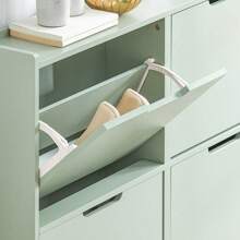 SoBuy 4 Flip-Drawers Shoe Cabinet Shoe Rack Shoe Storage Cupboard Organizer Unit Light Green W100 X D19 X H90cm FSR100-GR - Green - View 6
