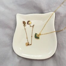 Ceramic Earrings, Earrings, Necklaces, Rings, Faux Pearl Display Trays, Jewelry Display Racks, Cat Head Shaped Jewelry Display, Photo Props, Women's Makeup, Desktop Small Accessories Storage Tray, Bathroom Accessories Display Tray, Men's Entrance Key Jewelry Tray, 3.27 Inches