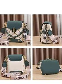 Women's Shoulder Bag For Cell Phone Boho Bear Plaid Metal Decoration