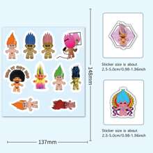 60Pcs Troll Doll Stickers Cute Vintage Doodle Vinyl Waterproof Stickers, Suitable For Water Bottles, Laptops, Phones, Skateboards, Guitars, Luggage, Scrapbooks, Helmets, Decorations For Children, Teenagers, Adults' Party And Diy, Scrapbooking, Gifting, Christmas Decoration,Kids Luggage,Gravity Falls,Christmas Vinyl Stickers - Multicolor - View 7