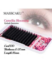 12盒 MASSCAKU 0.05mm 0.07mm 厚度半永久单根蚕丝睫毛嫁接，DD 卷度，8-12mm 混合长度，山茶花图案，自然轻盈，自动扇形睫毛托盘，适用于美睫沙龙、睫毛簇、单根睫毛、假睫毛等。 - DD - 查看 14