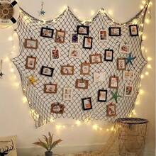 Decoraciones de fiesta con red de pesca, marcos para colgar fotos con 30 clips y cuerdas, decoración de pared con red de pesca de estilo náutico y mediterráneo para fiestas de piratas y hawaianas, organizador de tarjetas y obras de arte para dormitorio, hogar, pared, sala de estar, dormitorio, decoración del hogar, decoraciones de fiesta - muchos - Ver 2