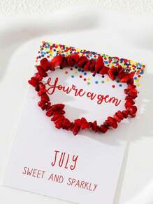 1 Piece Natural Raw Stone Chips Stretchy Beads Bracelet For Women - Multicolor - View 6