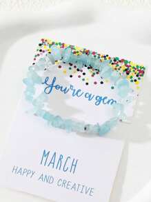 1 Piece Natural Raw Stone Chips Stretchy Beads Bracelet For Women - Multicolor - View 13