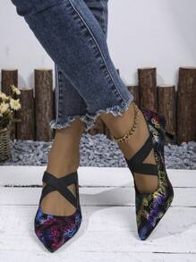 Neue bequeme, vielseitige, einfache, elegante, raffinierte Frauen Slip-On Pumps mit Absatz mit gedrucktem Muster