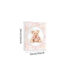 1 Pc Framed Vintage Bear Nursery Wall Art, Girl Nursery Decor, Pink Wall Art Canvas Poster Painting Wall Decor for Bedroom Living Room - Rosa Roja - Ver 6