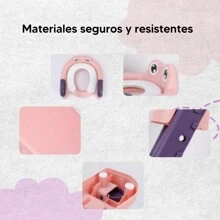 KIDDOS Asiento Entrenador Adaptador Para Baño Infantil Con Escalera - Rosa - Ver 4