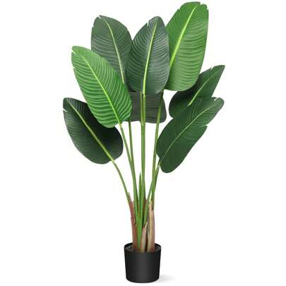 KYBOLT 4 Ft Bird Of Paradise Artificial Plant, Artificial Bird Of Paradise Plant, Faux Plant Palm Tree For Indoor, Outdoor And Office (48 Inches)