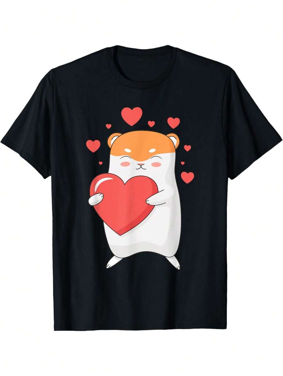 EWH Hamster Love - Valentine's Day Animal Whisperer Pet Owner T-Shirt - 黑色 - 查看 1