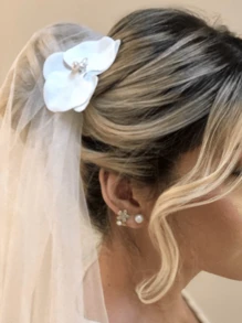 Small White Orchid Wreath Flower Hairband Bride - trắng - Xem 2