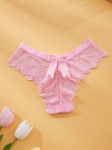 5pcs Ladies Sexy Lace Panties Mature Romantic Bowknot Women's Thongs Women's Breathable Lace Thongs Women Thongs Brozilian Panties Black Underwear Bikini Panties For Women Panty Set Lace Panties - Multicolor - View 5